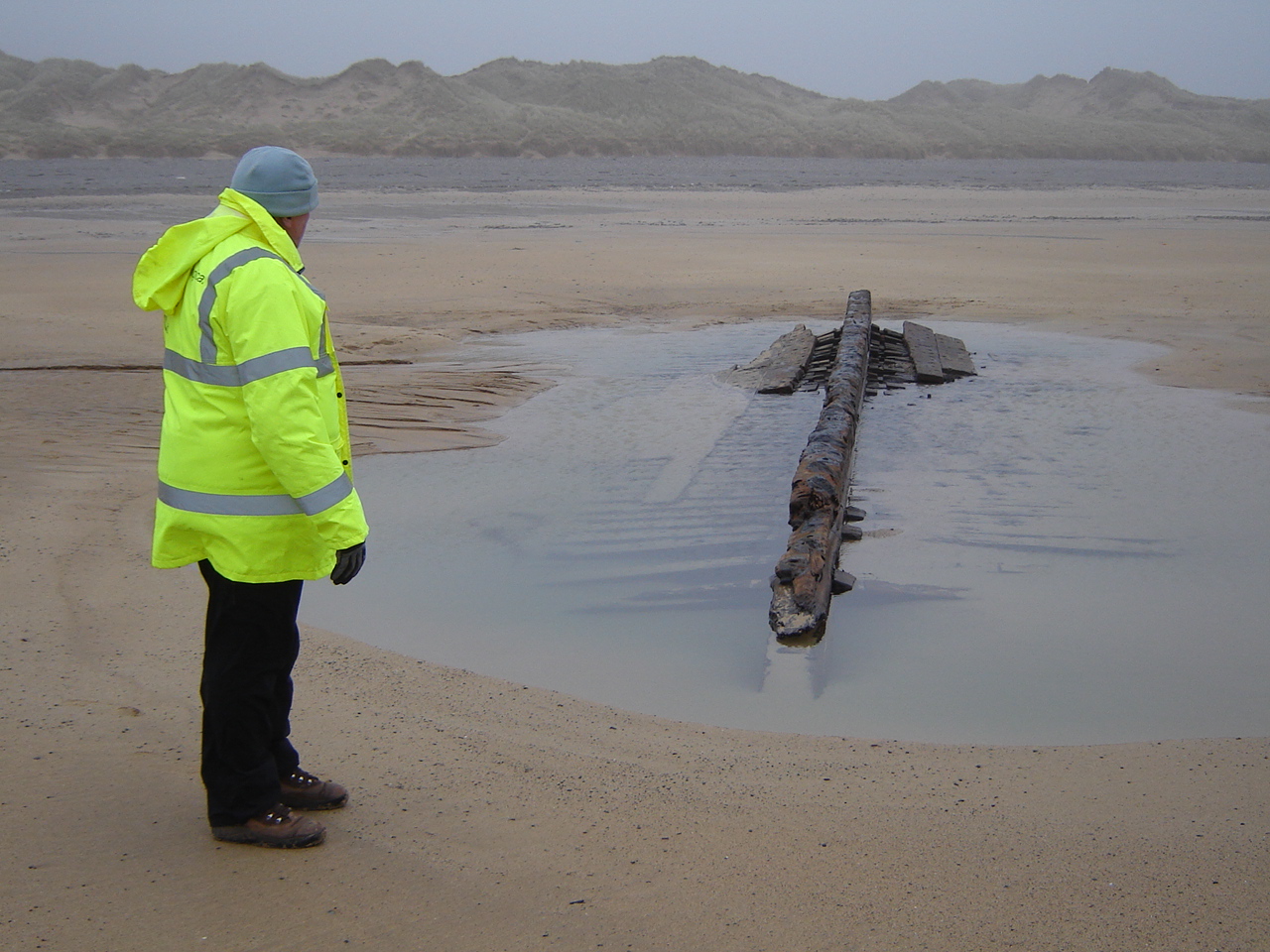 The Freshwater West Beach Wreck Viewed from Seaward